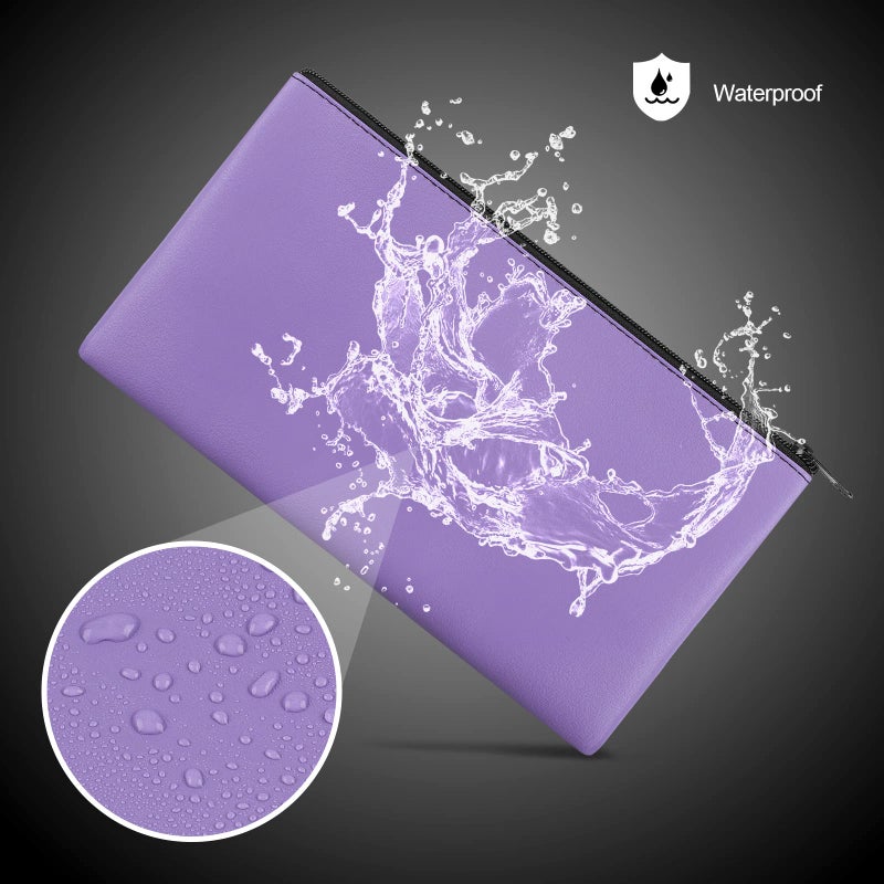 Joyberg 2 Pieces Money Bags With Zipper   11x6.1 inch Money Pouch  Bank Bag  Cash Bag   Check Wallet  Cosmetics(Purple) - Image 3